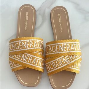 BCBGeneration Yellow and White Sandals nwot